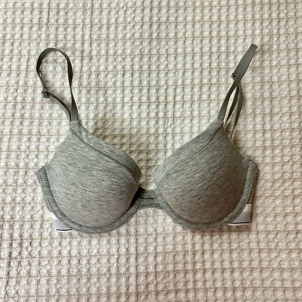 Gray Calvin Klein Underwire Label Bra